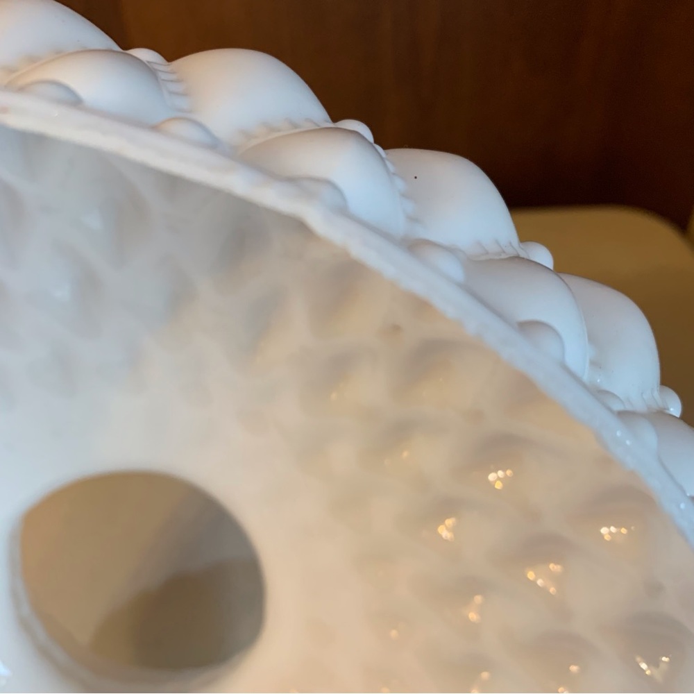 B&P White Diamond Quilt Milk Glass Student Lamp Replacement Shade - Picture 6 of 7
